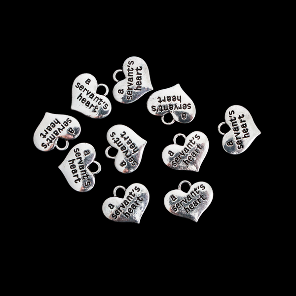 A Servant's Heart Charm, 10pcs Double Sided - 16mmx14mm