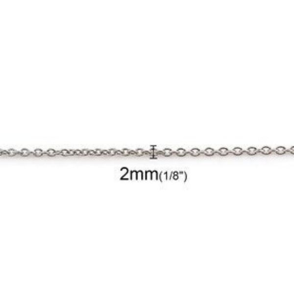 Stainless Steel Link Cable Chain Necklace 14" long with, young adult size
