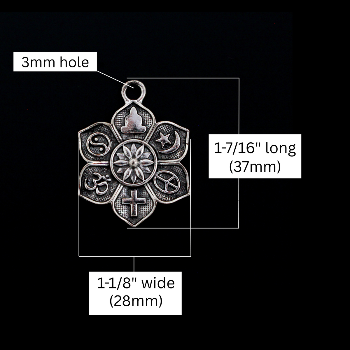 Large COEXIST Charms for Religious Tolerance, Peaceful Harmony - 3pcs