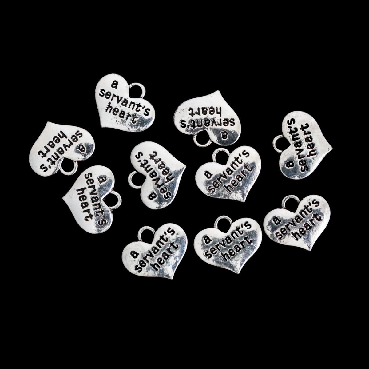 A Servant's Heart Charm, 10pcs Double Sided - 16mmx14mm