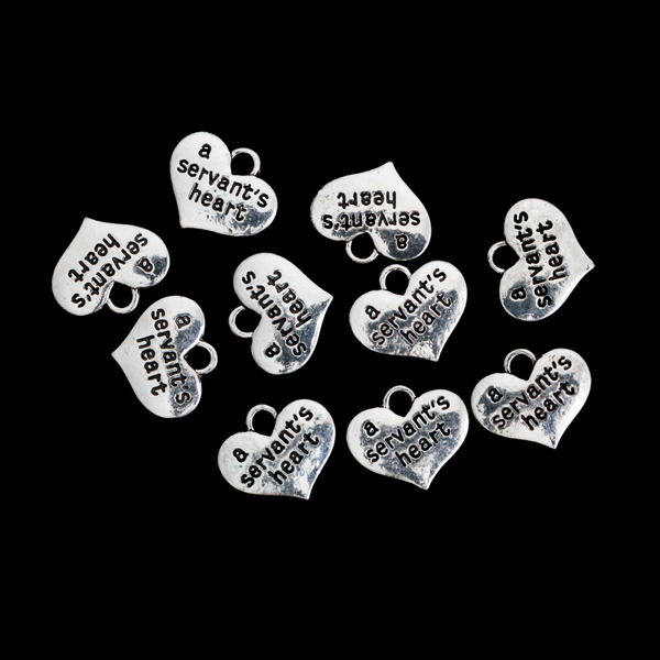 A Servant's Heart Charm, 10pcs Double Sided - 16mmx14mm
