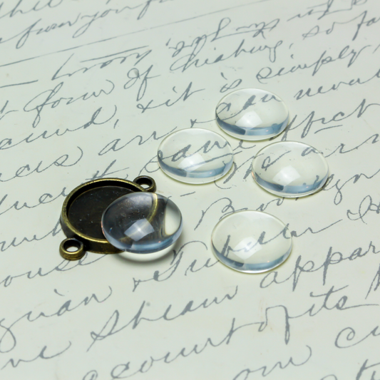 14mm Clear Glass Cabochons – Pack of 20 | Half Round Dome for Photo Pendants, Cameos, Religious Art, Jewelry Making