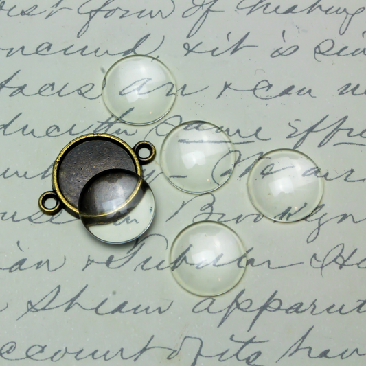 14mm Clear Glass Cabochons – Pack of 20 | Half Round Dome for Photo Pendants, Cameos, Religious Art, Jewelry Making