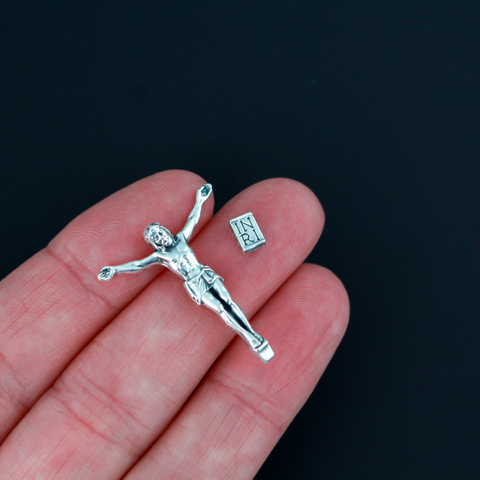 Silver Corpus for Crucifix - Body of Christ 1" long No Pegs DIY Craft Project