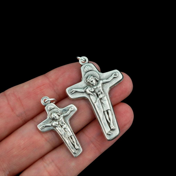 Mary at the side of Jesus Crucifix Pendant - Unity Cross of Schoenstatt, Made in Italy