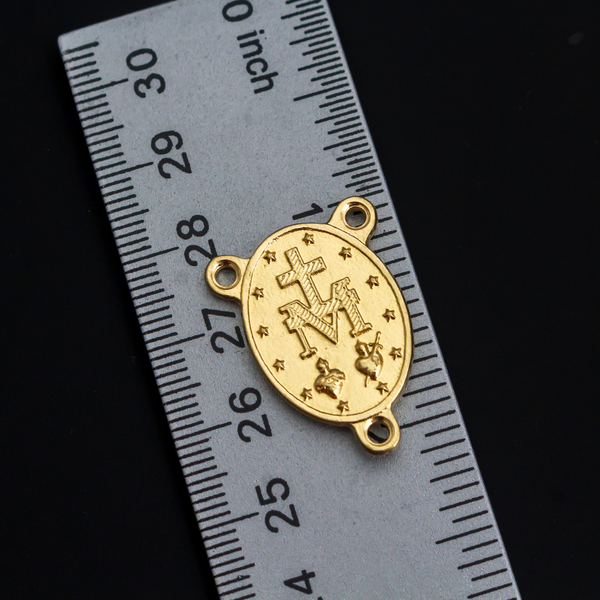 Gold Miraculous Medal Rosary Centerpiece - Handcrafted in Italy with English Inscription