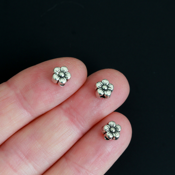 Small Flower Shaped Beads, 6.5mm in diameter, 50pcs