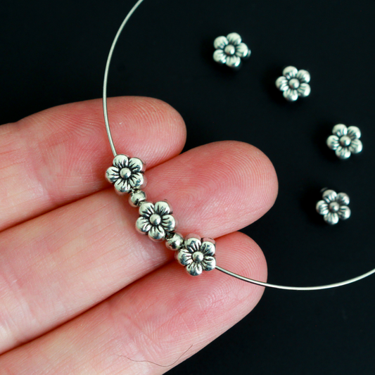 Small Flower Shaped Beads, 6.5mm in diameter, 50pcs