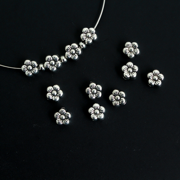 Small Flower Shaped Beads, 6.5mm in diameter, 50pcs