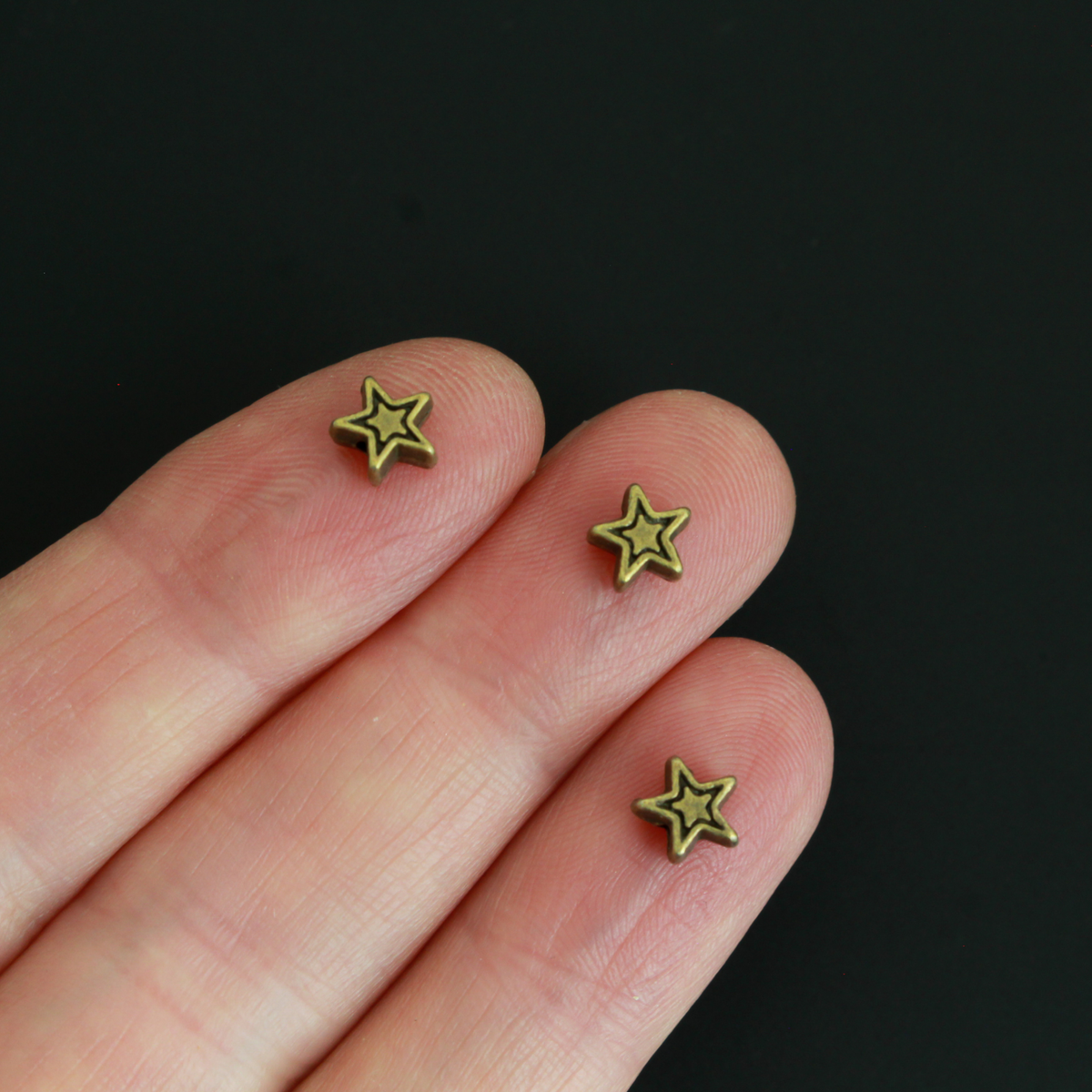 Bronze Star Spacer Beads 6x6mm - Five Wounds of Christ, 50pcs