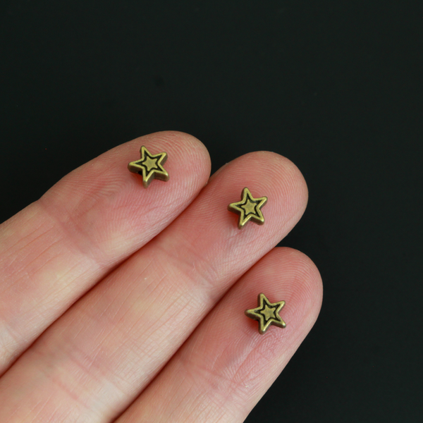 Bronze Star Spacer Beads 6x6mm - Five Wounds of Christ, 50pcs