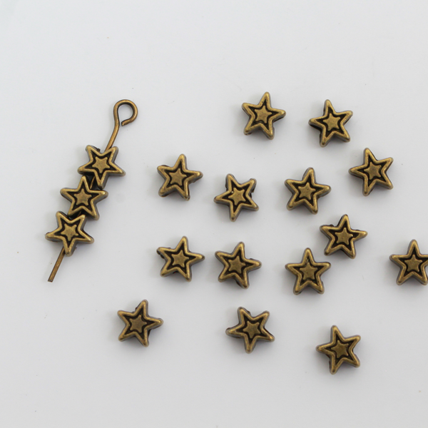 Bronze Star Spacer Beads 6x6mm - Five Wounds of Christ, 50pcs