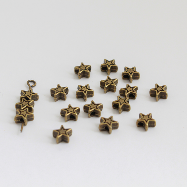 Bronze Star Spacer Beads 6x6mm - Five Wounds of Christ, 50pcs
