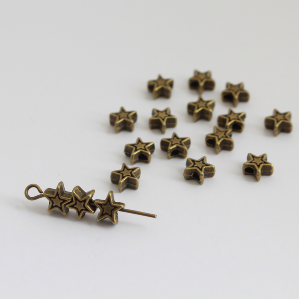 Bronze Star Spacer Beads 6x6mm - Five Wounds of Christ, 50pcs