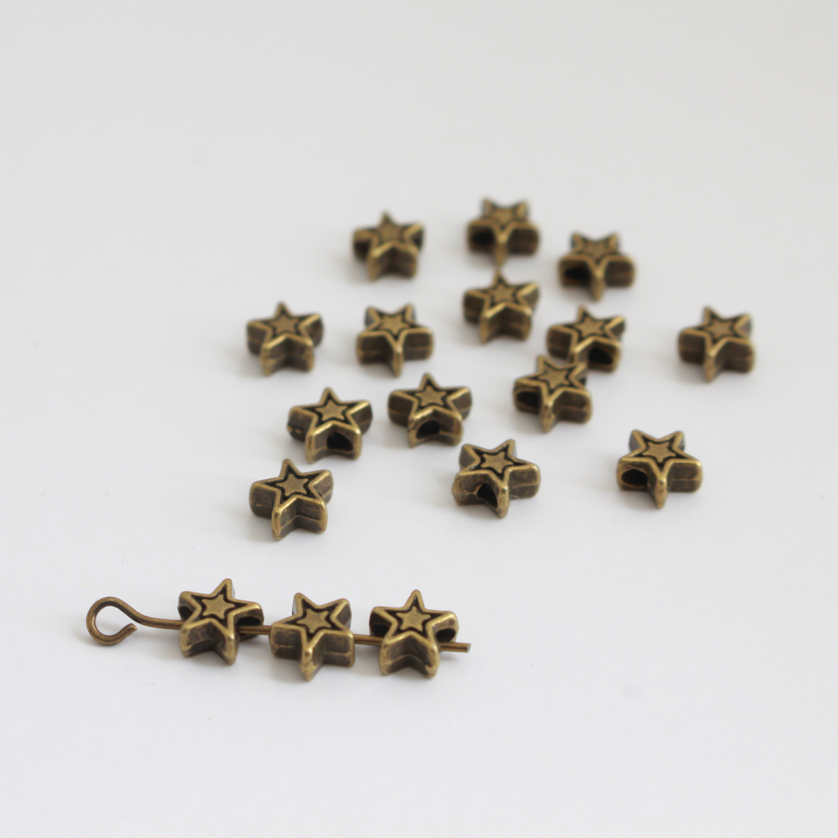 Bronze Star Spacer Beads 6x6mm - Five Wounds of Christ, 50pcs