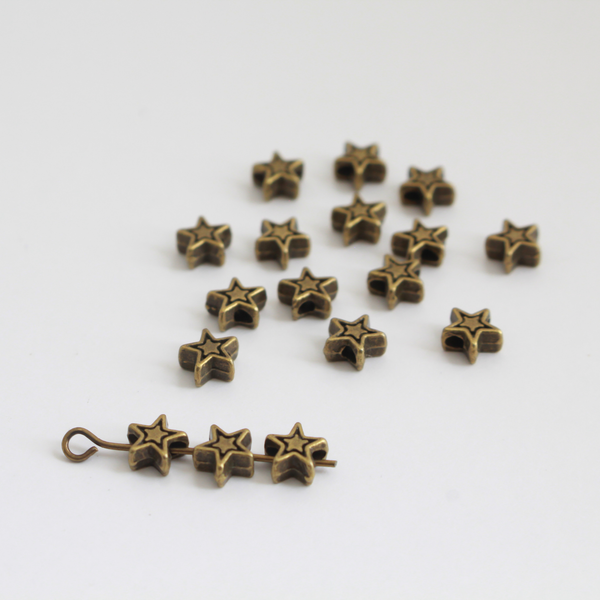 Bronze Star Spacer Beads 6x6mm - Five Wounds of Christ, 50pcs