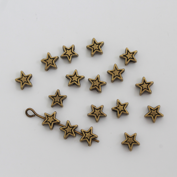 Bronze Star Spacer Beads 6x6mm - Five Wounds of Christ, 50pcs