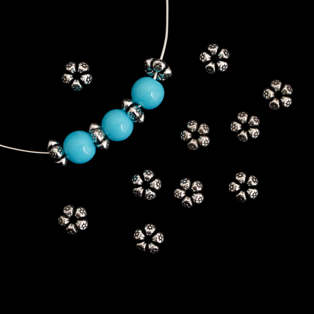 Metal Spacer Beads Flower Shaped with Five Petals, 7.5mmx3mm, 100pcs