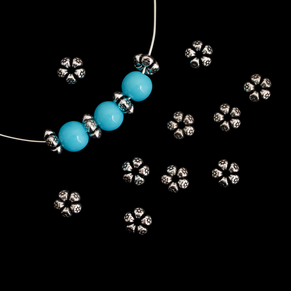 Metal Spacer Beads Flower Shaped with Five Petals, 7.5mmx3mm, 100pcs