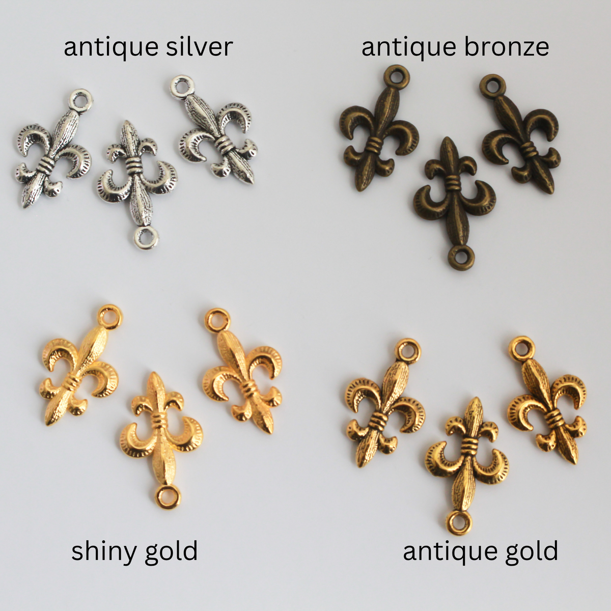 Fleur de Lis Charms - Available in Four Colors, 10pcs
