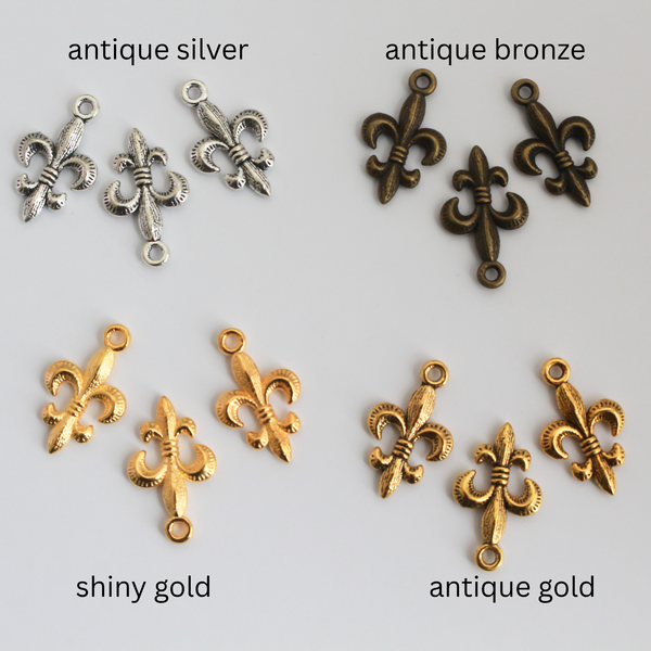 Fleur de Lis Charms - Available in Four Colors, 10pcs