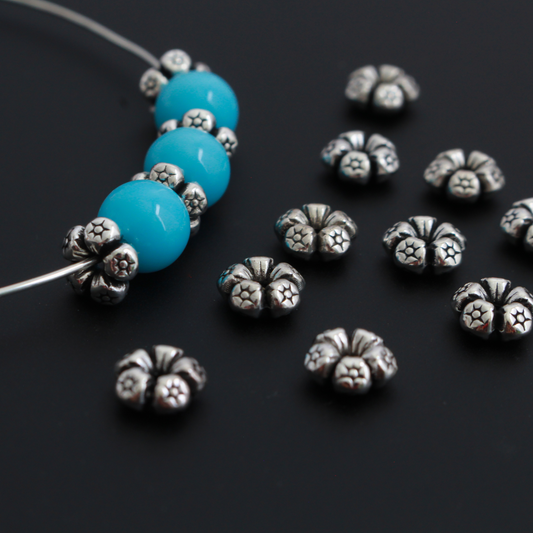 Metal Spacer Beads Flower Shaped with Five Petals, 7.5mmx3mm, 100pcs