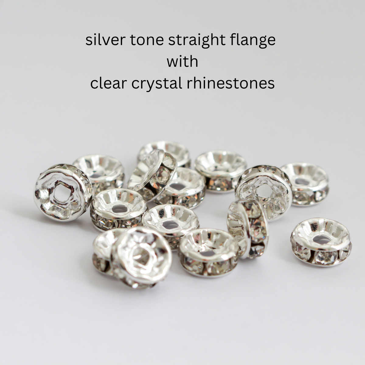 8mm Rondelle Spacer Beads with Grade A Crystal Rhinestones, 20pcs - Four Color Options