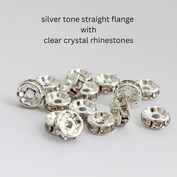 8mm Rondelle Spacer Beads with Grade A Crystal Rhinestones, 20pcs - Four Color Options