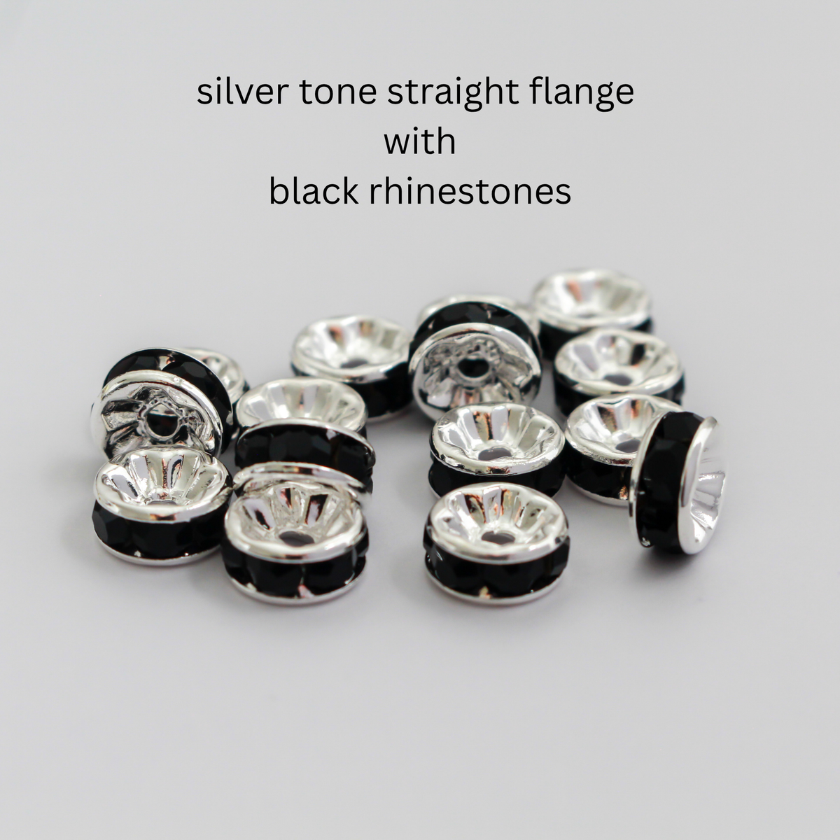 8mm Rondelle Spacer Beads with Grade A Crystal Rhinestones, 20pcs - Four Color Options