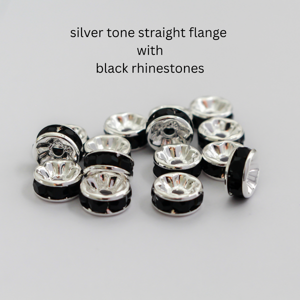8mm Rondelle Spacer Beads with Grade A Crystal Rhinestones, 20pcs - Four Color Options