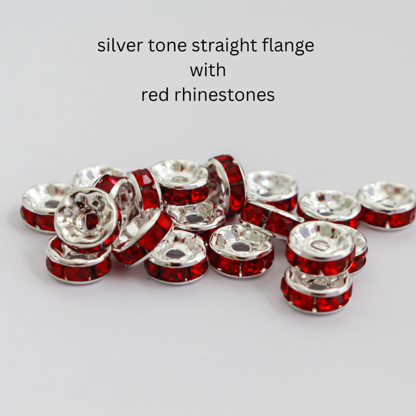 8mm Rondelle Spacer Beads with Grade A Crystal Rhinestones, 20pcs - Four Color Options