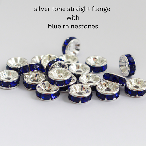 8mm Rondelle Spacer Beads with Grade A Crystal Rhinestones, 20pcs - Four Color Options