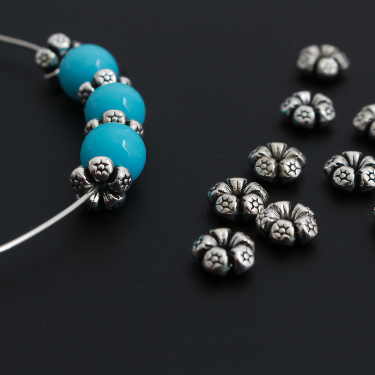 Metal Spacer Beads Flower Shaped with Five Petals, 7.5mmx3mm, 100pcs