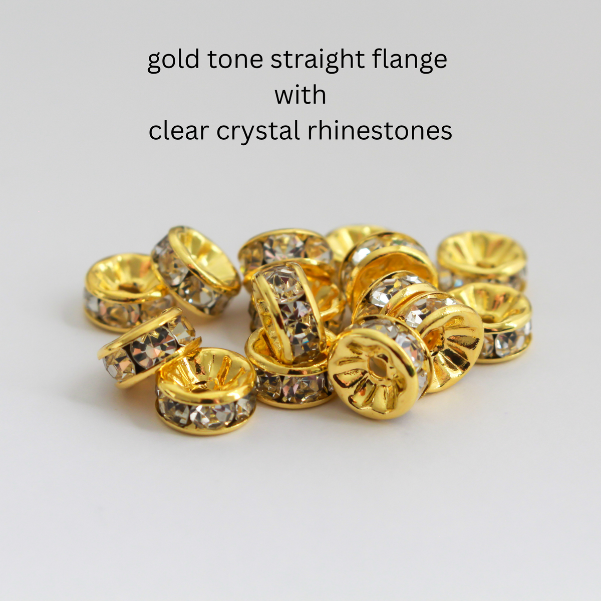 8mm Rondelle Spacer Beads with Grade A Crystal Rhinestones, 20pcs - Four Color Options