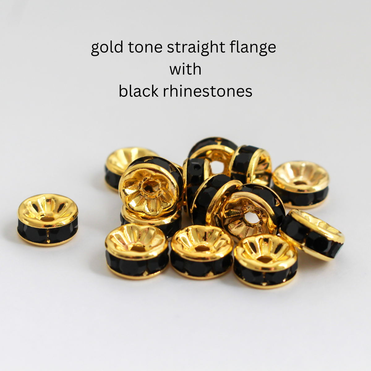 8mm Rondelle Spacer Beads with Grade A Crystal Rhinestones, 20pcs - Four Color Options