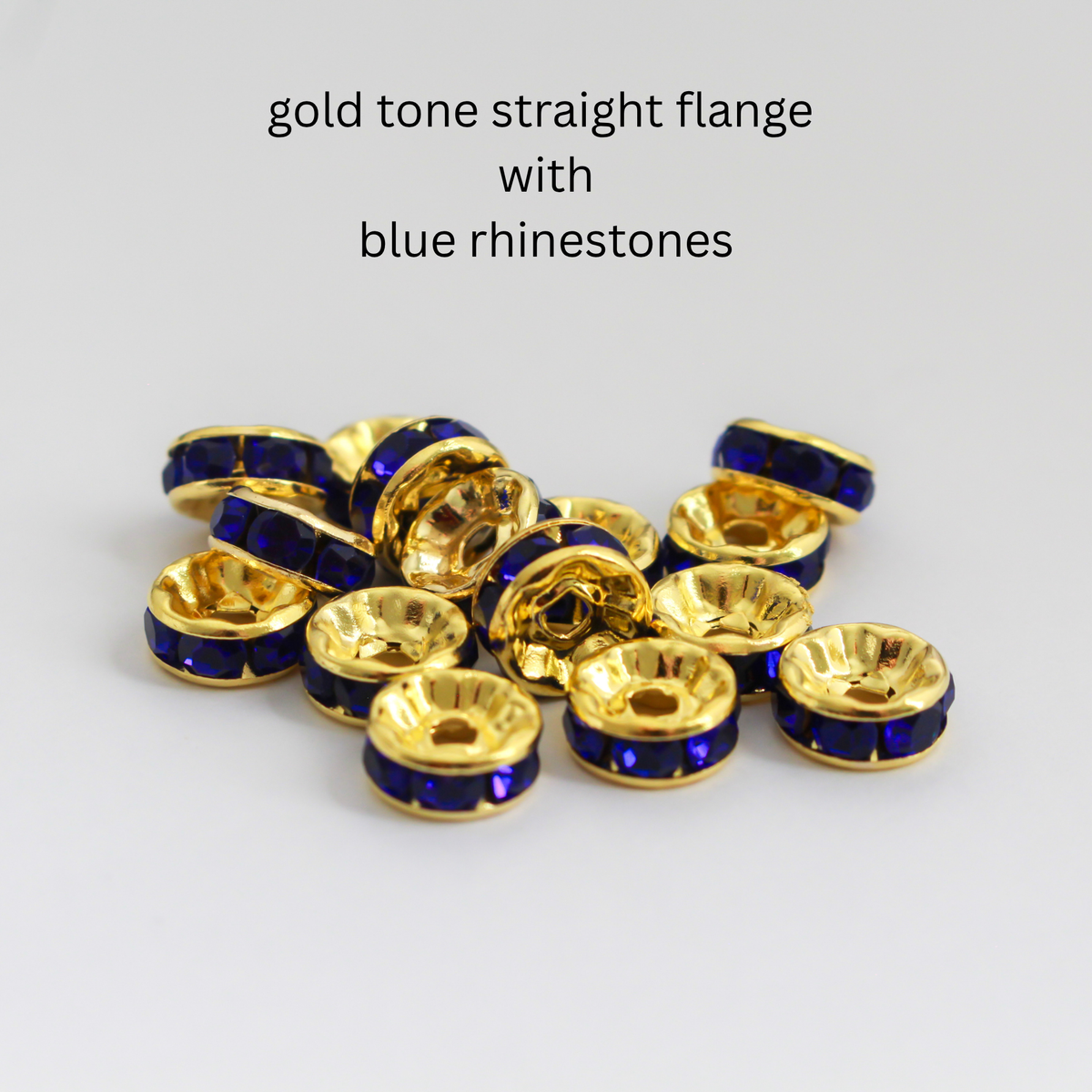 8mm Rondelle Spacer Beads with Grade A Crystal Rhinestones, 20pcs - Four Color Options