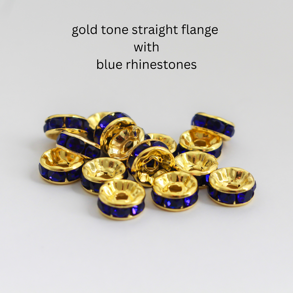 8mm Rondelle Spacer Beads with Grade A Crystal Rhinestones, 20pcs - Four Color Options