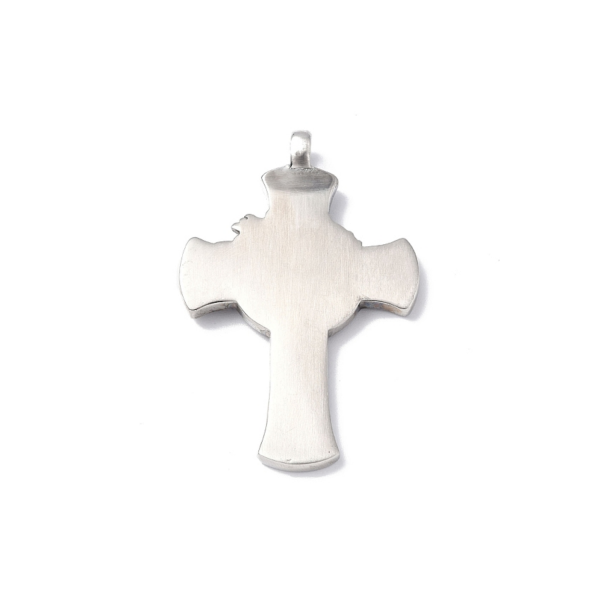 Jesus Christ Cross Pendant - Passion of Christ Crown of Thorns 2-1/8" long - Stainless Steel