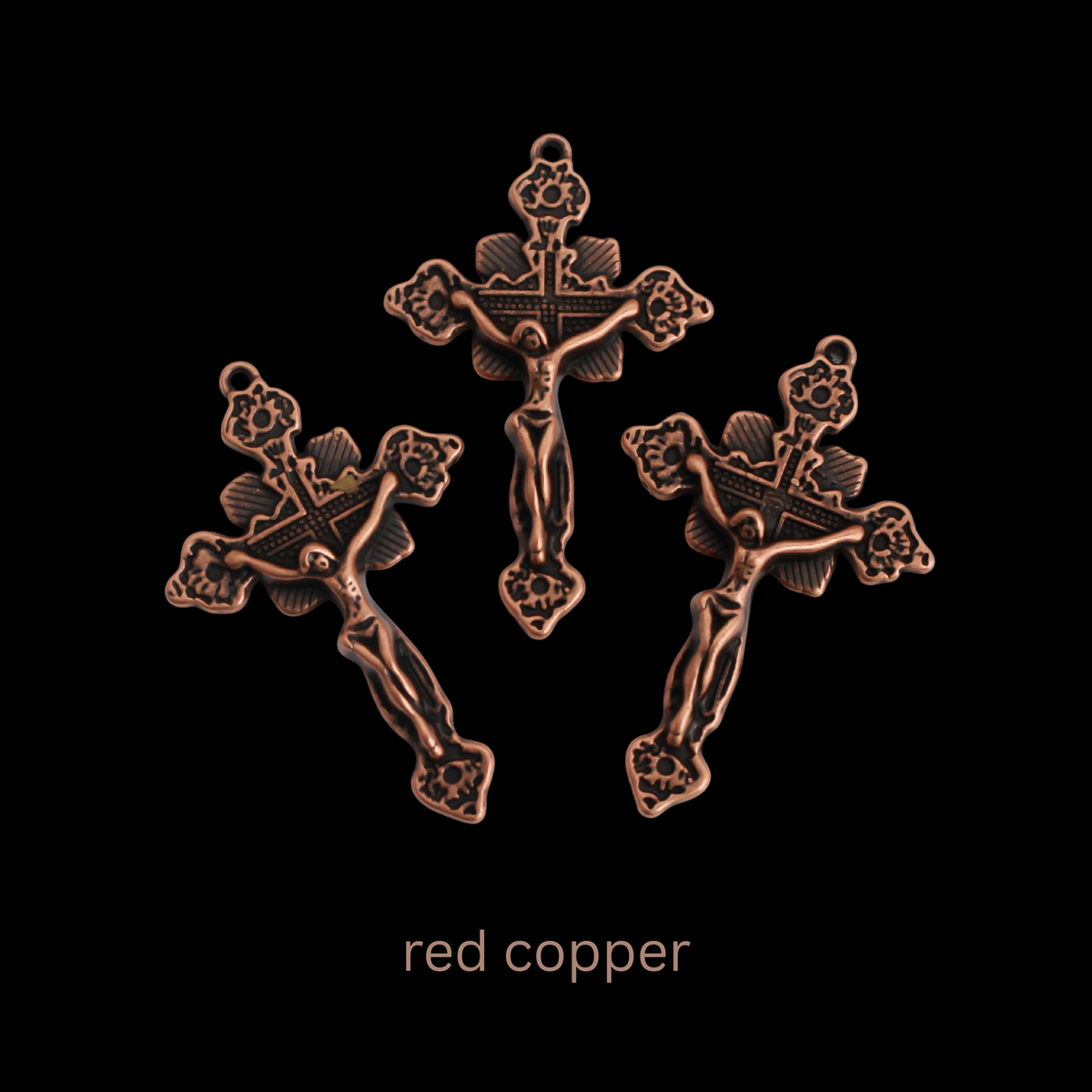 Ornate Crucifix Pendants 1-7/8" Long - Available in Four Colors - Sold in packs of 3pcs