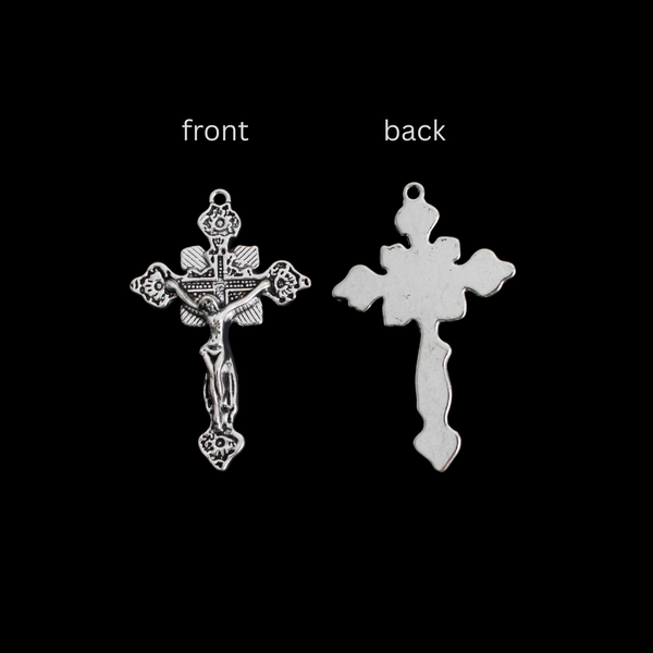 Ornate Crucifix Pendants 1-7/8" Long - Available in Four Colors - Sold in packs of 3pcs