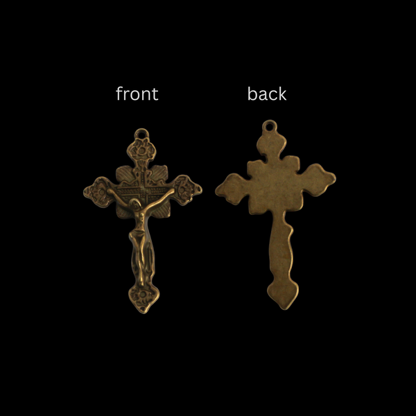Ornate Crucifix Pendants 1-7/8" Long - Available in Four Colors - Sold in packs of 3pcs