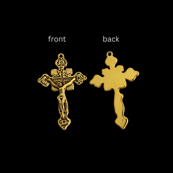 Ornate Crucifix Pendants 1-7/8" Long - Available in Four Colors - Sold in packs of 3pcs