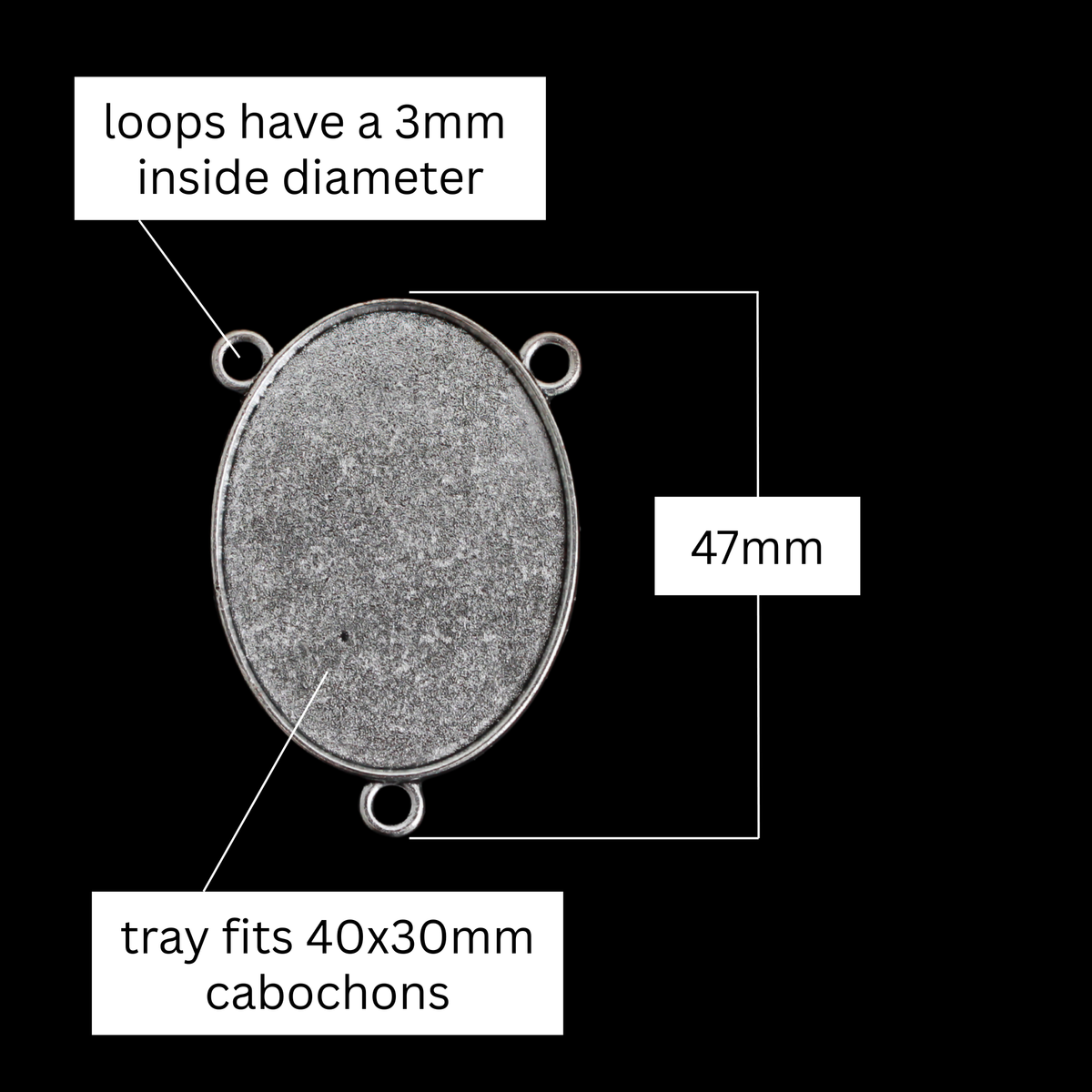 Large Rosary Centerpiece Blank Bezel Trays - Fits 40x30mm Oval Cabochon, 5pcs