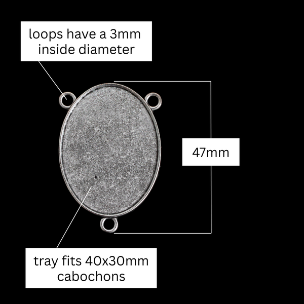 Large Rosary Centerpiece Blank Bezel Trays - Fits 40x30mm Oval Cabochon, 5pcs