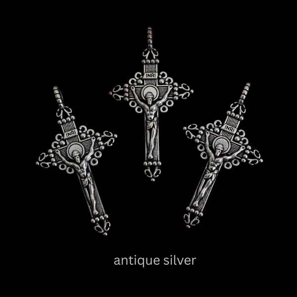 Ornate Crucifix Pendants 2" Long - Available in Four Colors - Sold in Packs of 3pcs