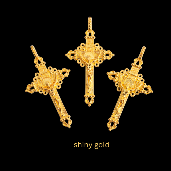 Ornate Crucifix Pendants 2" Long - Available in Four Colors - Sold in Packs of 3pcs