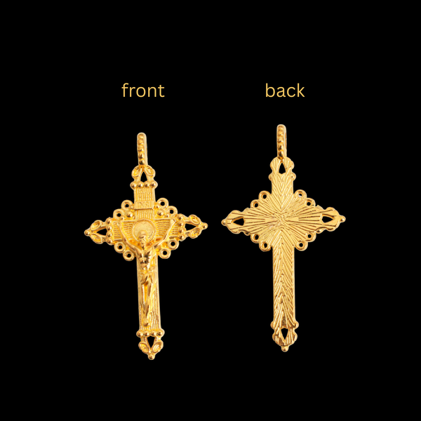 Ornate Crucifix Pendants 2" Long - Available in Four Colors - Sold in Packs of 3pcs
