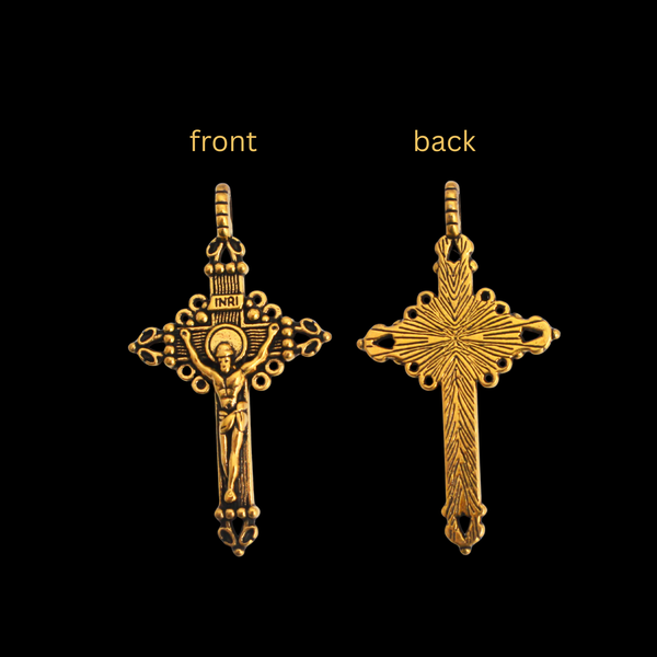 Ornate Crucifix Pendants 2" Long - Available in Four Colors - Sold in Packs of 3pcs