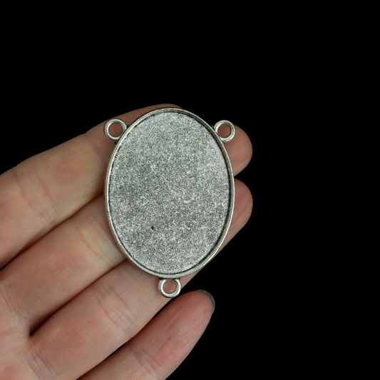 Large Rosary Centerpiece Blank Bezel Trays - Fits 40x30mm Oval Cabochon, 5pcs
