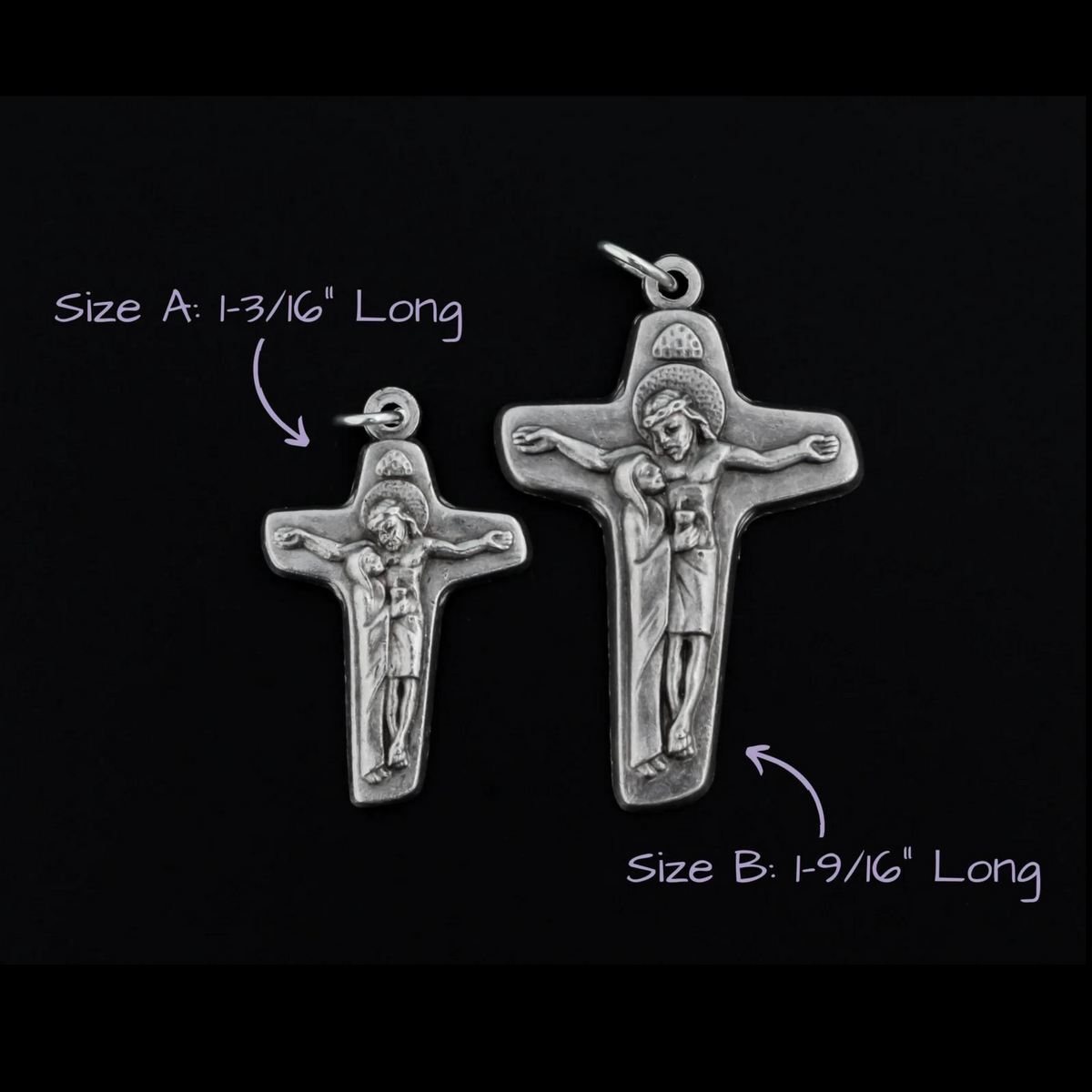 Mary at the side of Jesus Crucifix Pendant - Unity Cross of Schoenstatt, Made in Italy